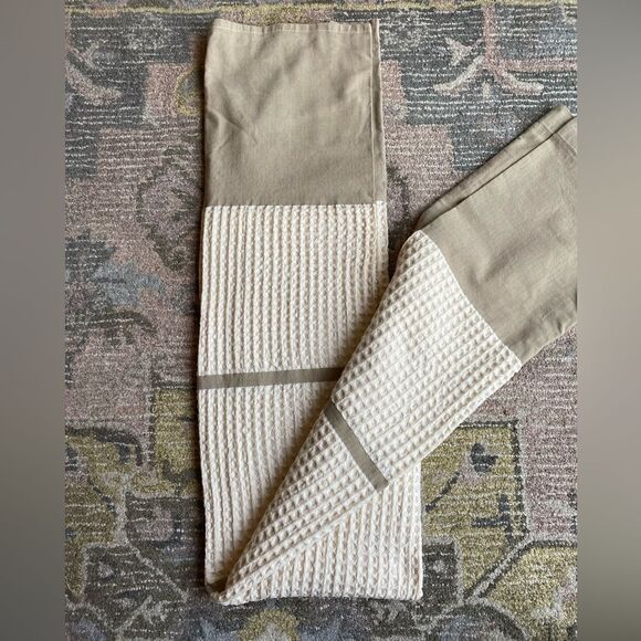 Sonoma Waffle Weave with Blocked Material Design Shower Curtain - Picture 1 of 8